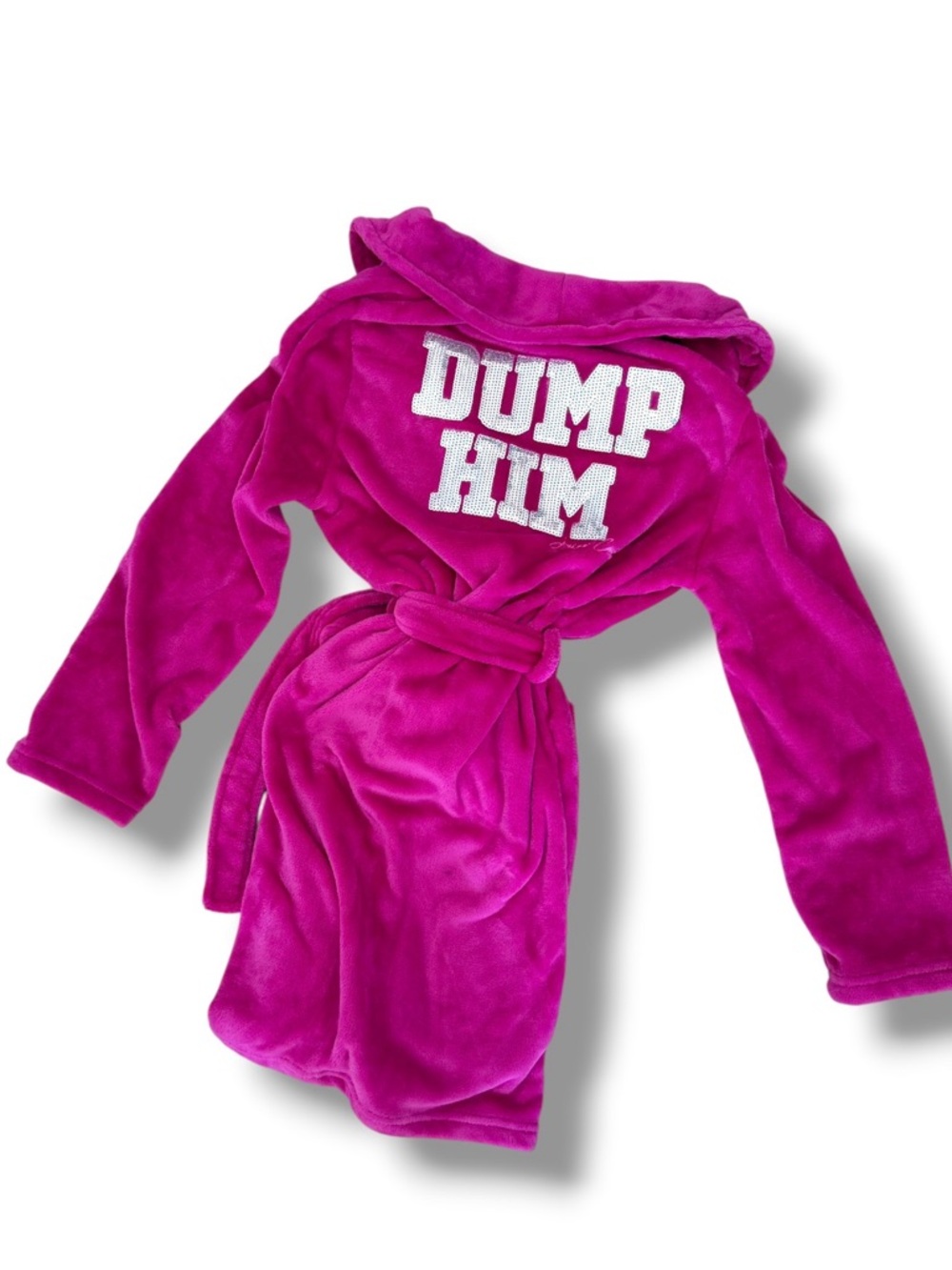 Juicy Couture Iconic Pink DUMP HIM Robe Y2K Soft Blingy Sequined Small McBling